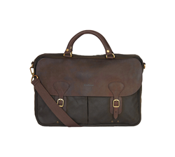 BARBOUR WAX LEATHER BRIEFCASE OLIVE